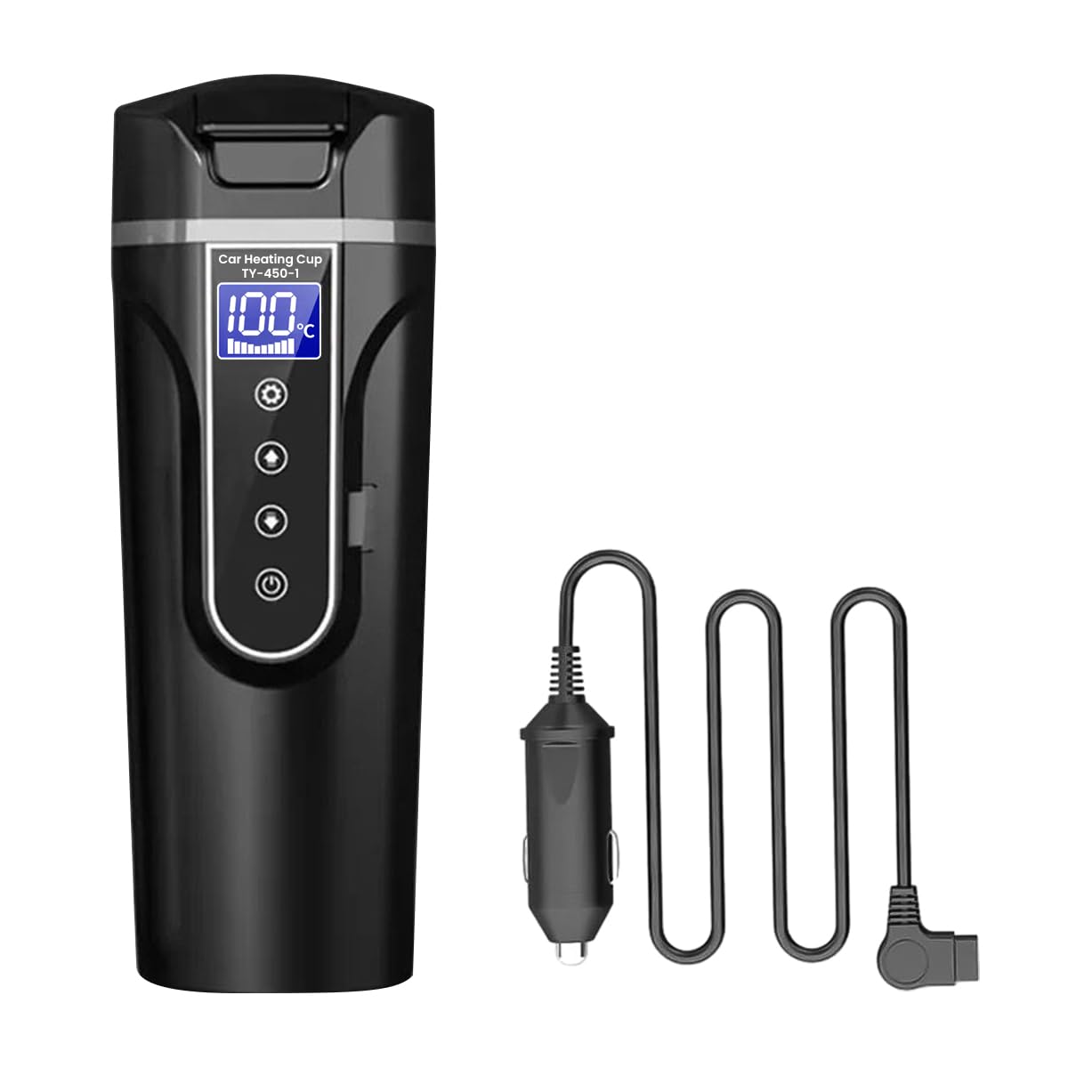 HASTHIP Car Electric Kettle 450ml Electric Heating Water Cup for 12/24V Vehicle LCD Digital Temperature Display Electric Water Kettle 304 Stainless Steel Liner Leak-proof Water Heaters HASTHIP Car Electric Kettle 450ml Electric Heating Water Cup for 12/24V Vehicle LCD Digital Temperature Display Electric Water Kettle 304 Stainless Steel Liner Leak-proof Water Heaters